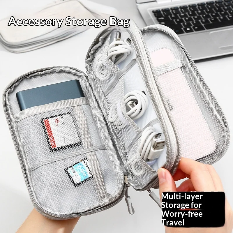 Tech Accessories Case - Wielowarstwowa torba do przechowywania kabli podróżnych,